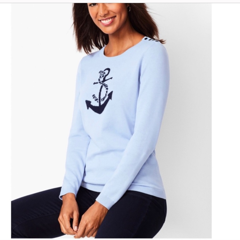 Talbots Light Blue Sweater with Dark Blue Anchor size S